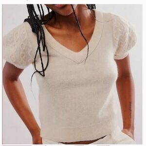 Free People Annabel Cashmere Short Sleeves Sweater